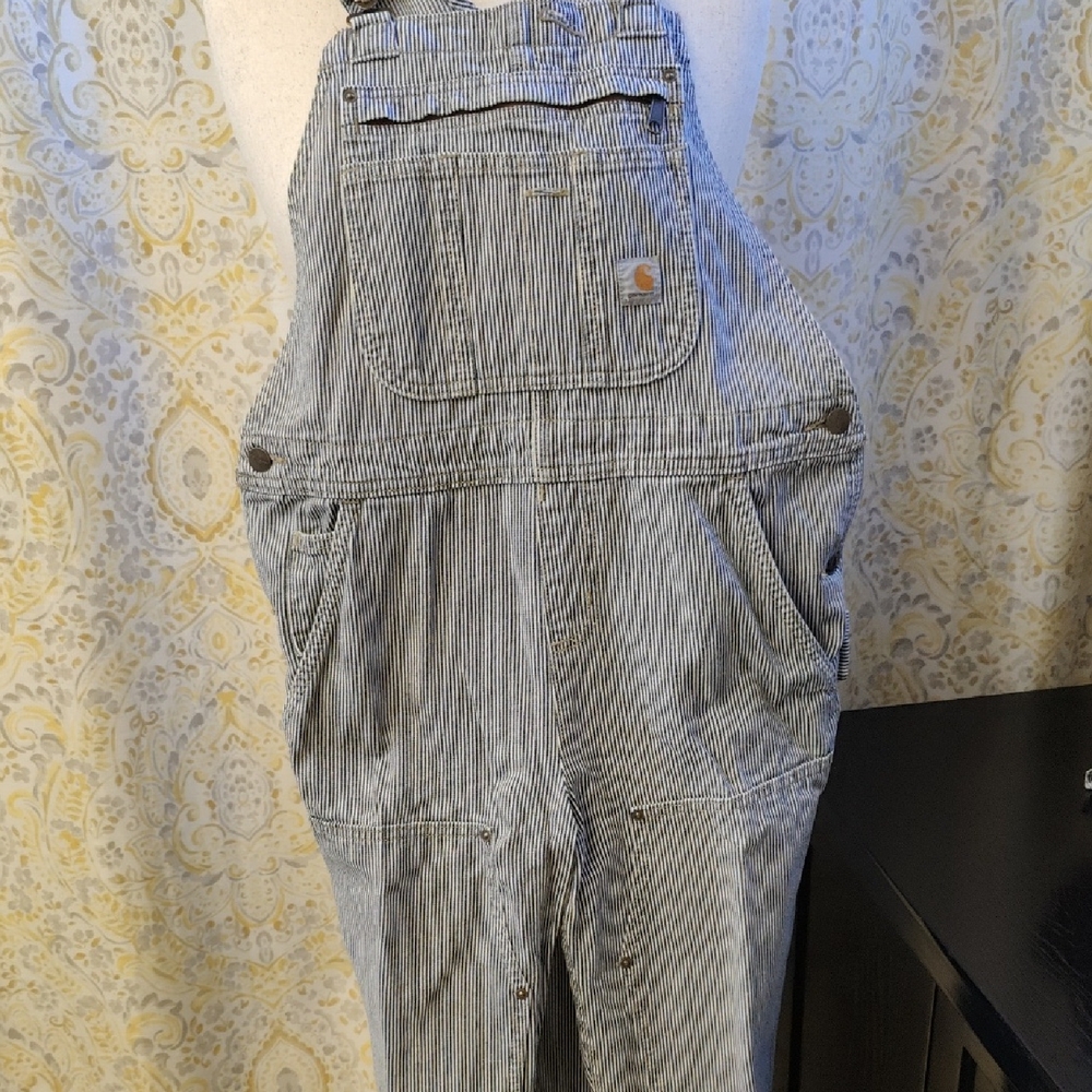 Carhartt Blue and White Striped Overalls
